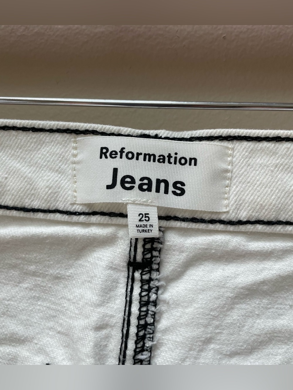 Reformation Jeans Anna Patch Pocket Denim Mini Skirt White Zipper Front Size 25 - Picture 8 of 11